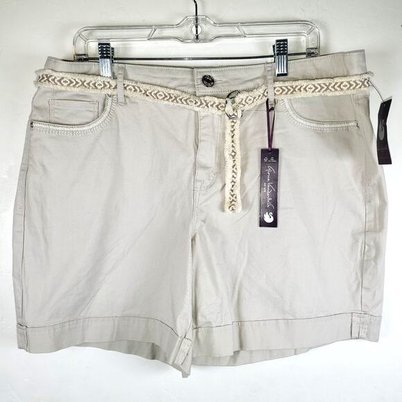 Gloria Vanderbilt Tan Cotton Mom Summer Shorts Beach Cruise Resort Wear Size 14 - Picture 1 of 8